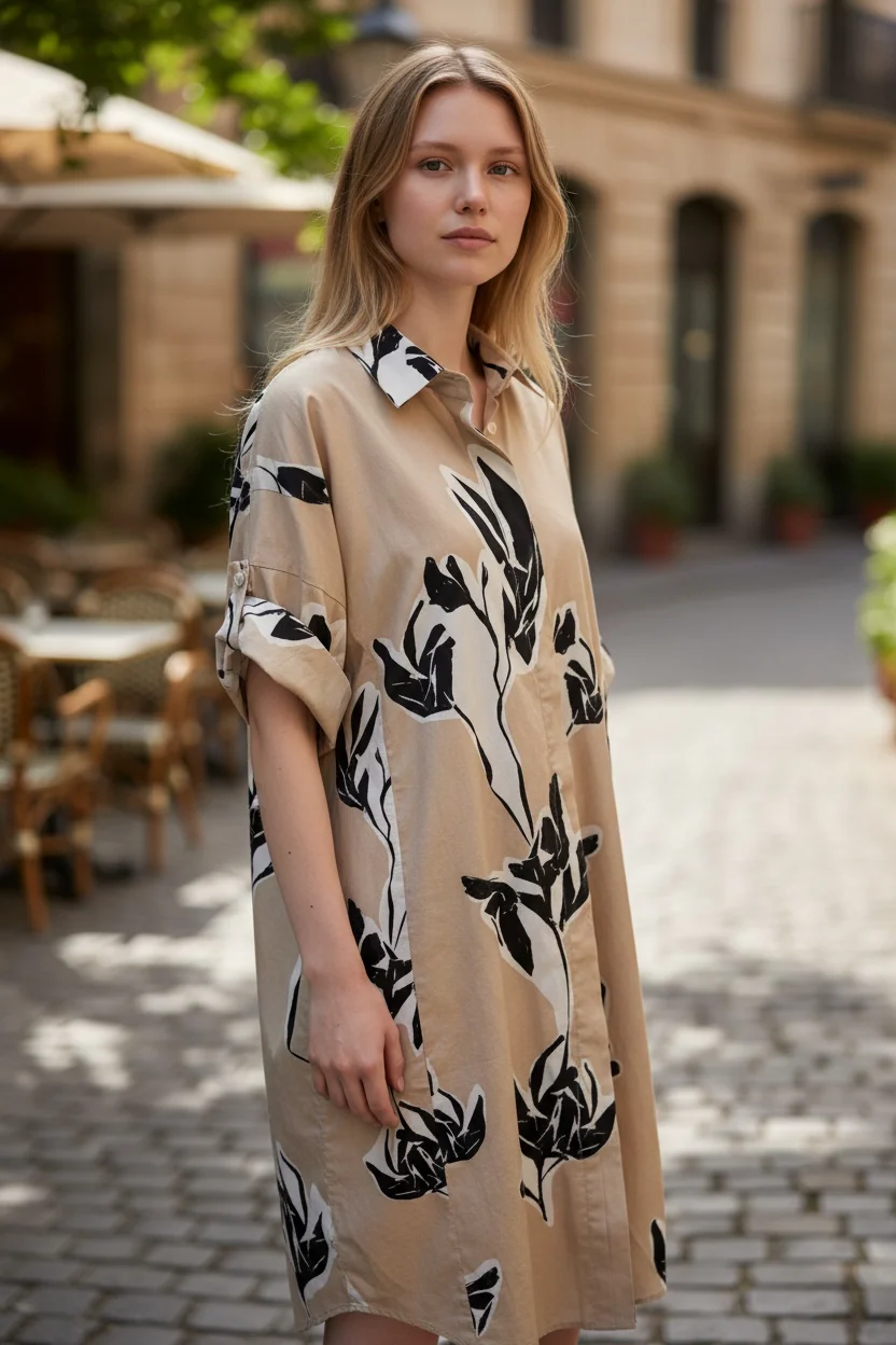 0039 Italy Derby Dress, Tan/Black/White - Image 3