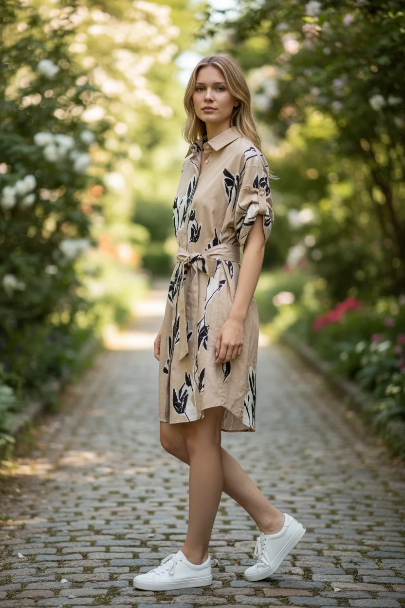 0039 Italy Derby Dress, Tan/Black/White - Image 4
