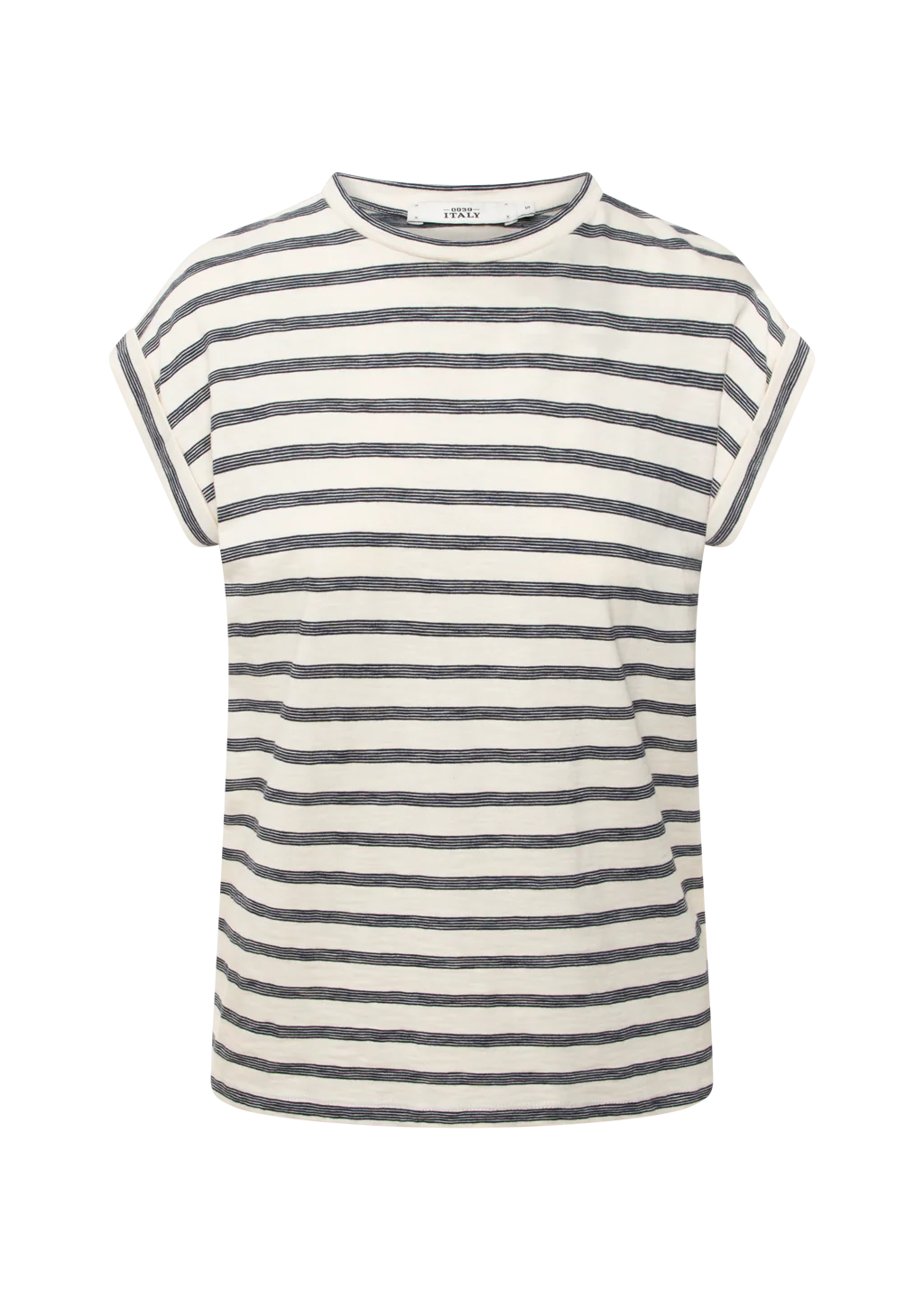 0039 Italy Tisha Stripe Tee Shirt, Cream/Navy - Image 4