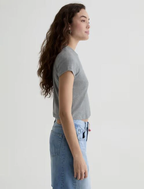 AG Jeans Sadie Pointelle Tee, Heather Grey - Image 2