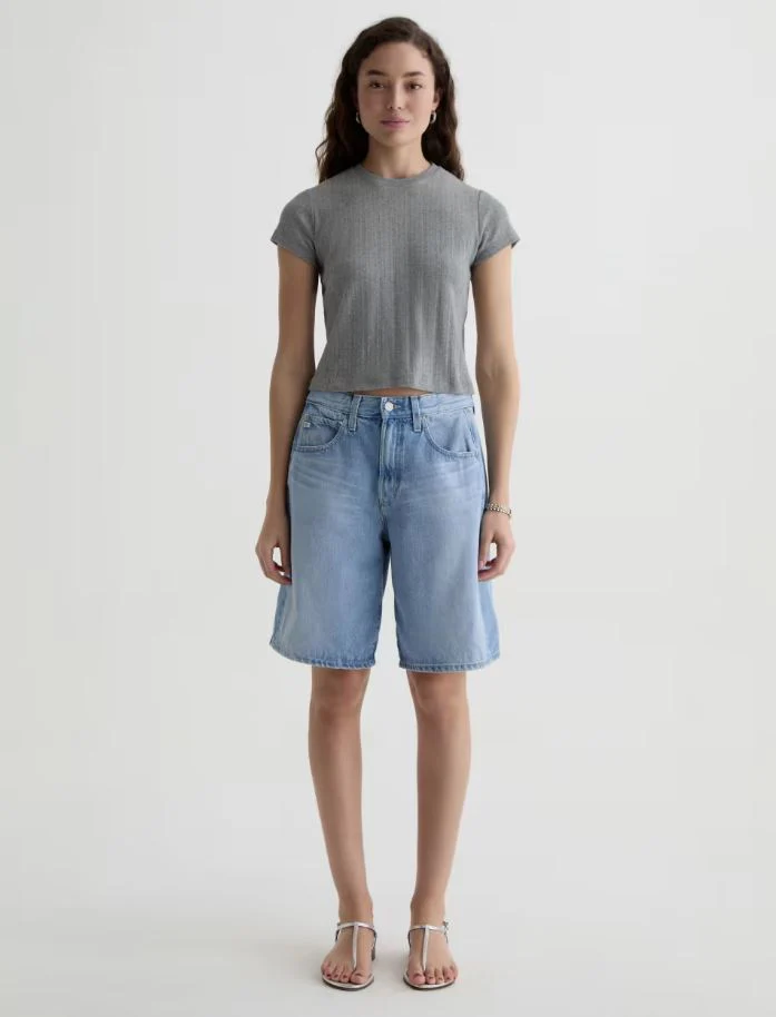 AG Jeans Sadie Pointelle Tee, Heather Grey - Image 3