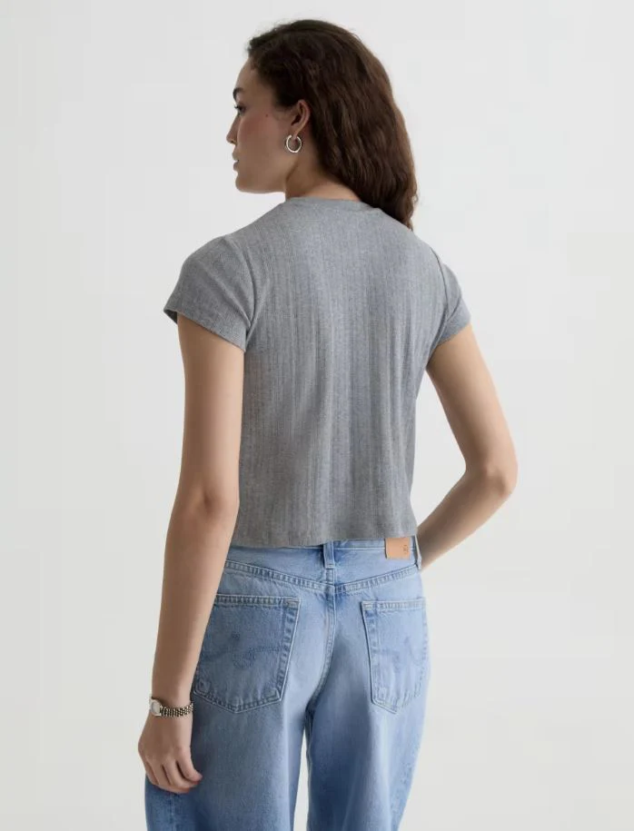 AG Jeans Sadie Pointelle Tee, Heather Grey - Image 6