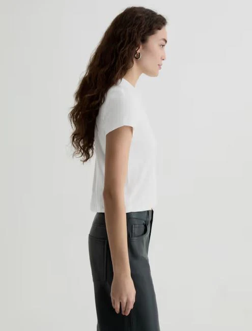 AG Jeans Sadie Pointelle Tee, Powder - Image 2