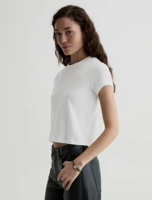 AG Jeans Sadie Pointelle Tee, Powder - Image 5