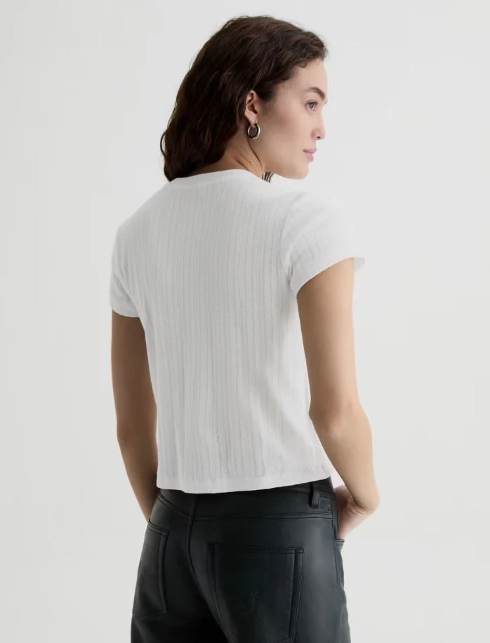 AG Jeans Sadie Pointelle Tee, Powder - Image 6