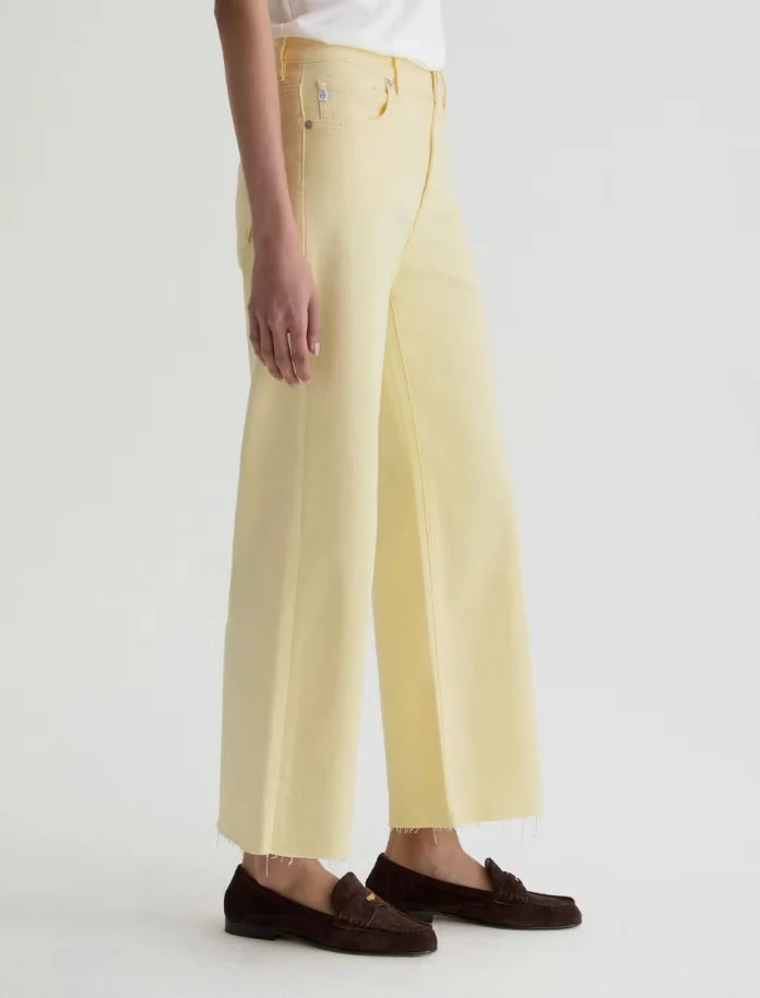 AG Jeans Saige Wide Leg Crop, Sunlight Yellow - Image 4