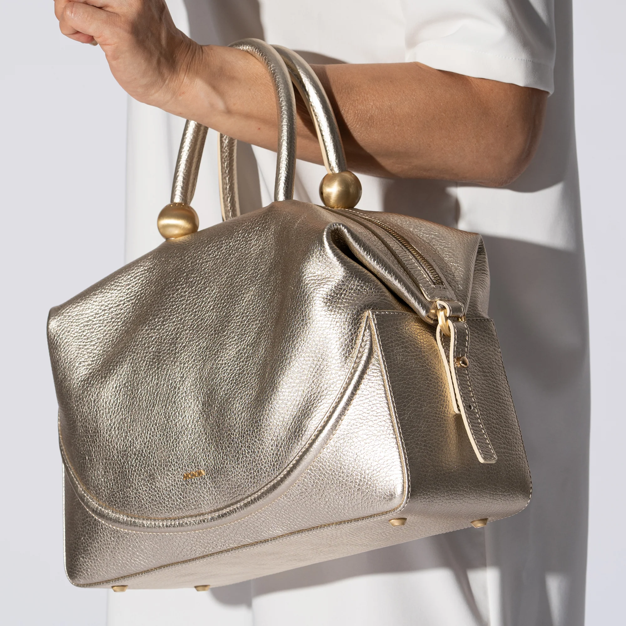 Arcadia Dione Large Top Handle Bag, Metallic Gold-Final Sale - Image 5