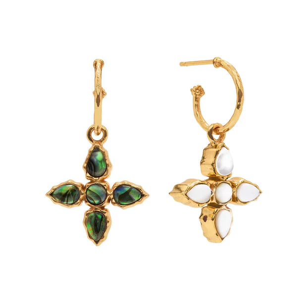 Capucine De Wulf Aurora Hoop Earrings with Double Sided Charms, Abalone/Mother of Pearl - Image 4