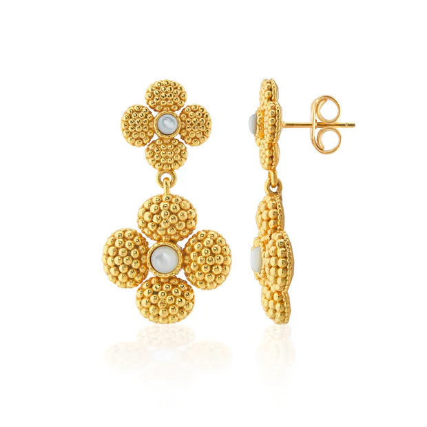 Capucine De Wulf Berry Clover Convertible Duo Earrings, Mother of Pearl - Image 3