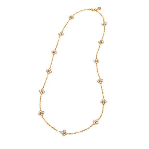 Capucine De Wulf Berry Clover Double Sided Necklace, Mother of Pearl  34" - Image 4
