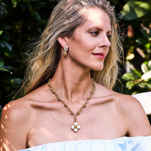 Capucine De Wulf Berry Clover Drop Earrings, Mother of Pearl - Image 2