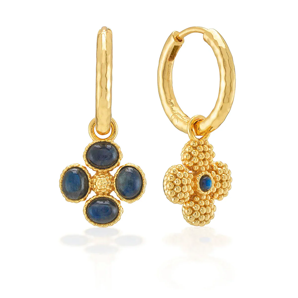 Capucine De Wulf Berry Clover Hoop Earrings with Double Sided Charms, Labradorite - Image 2