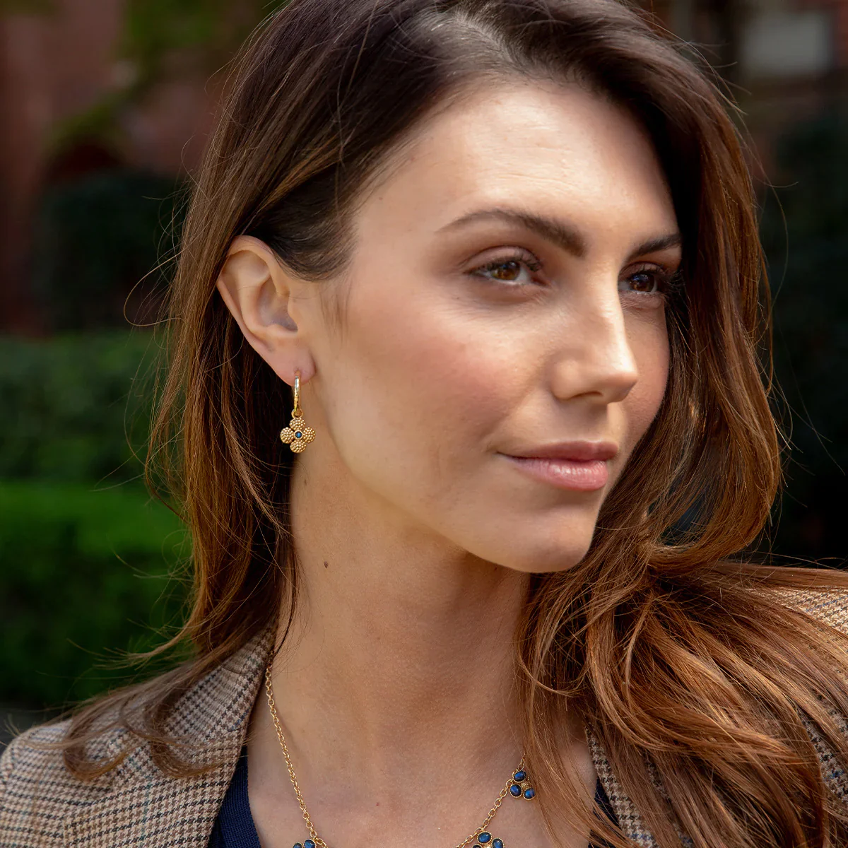 Capucine De Wulf Berry Clover Hoop Earrings with Double Sided Charms, Labradorite - Image 3