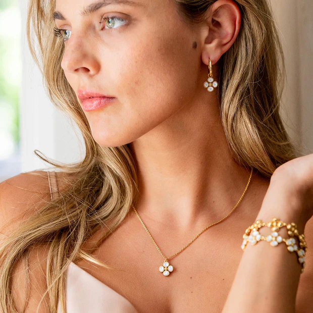 Capucine De Wulf Berry Clover Hoop Earrings with Double Sided Charms, Mother of Pearl - Image 2