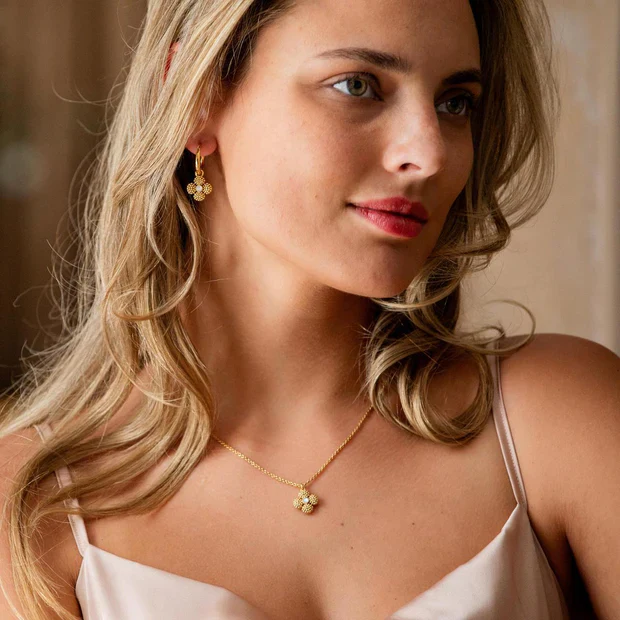 Capucine De Wulf Berry Clover Hoop Earrings with Double Sided Charms, Mother of Pearl - Image 3