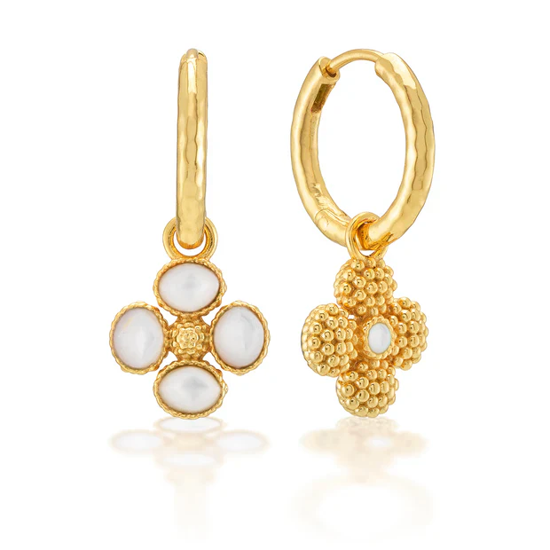 Capucine De Wulf Berry Clover Hoop Earrings with Double Sided Charms, Mother of Pearl - Image 5