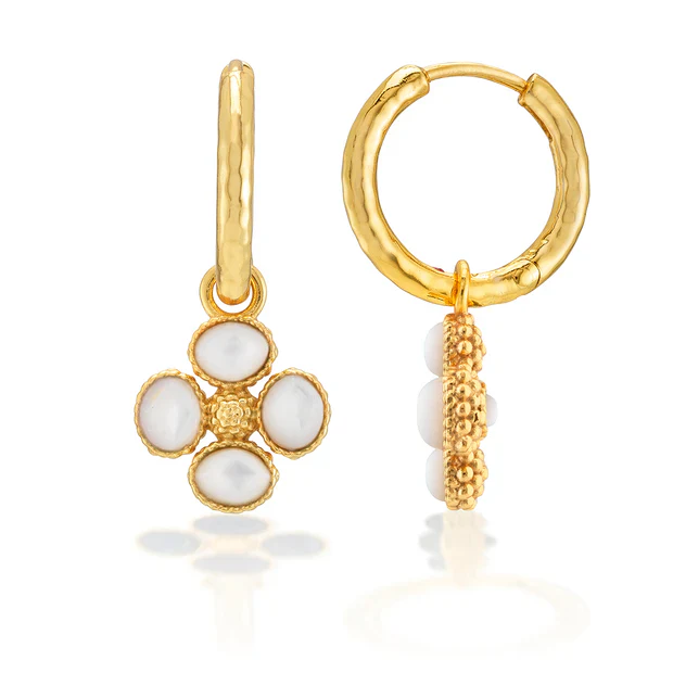 Capucine De Wulf Berry Clover Hoop Earrings with Double Sided Charms, Mother of Pearl - Image 6