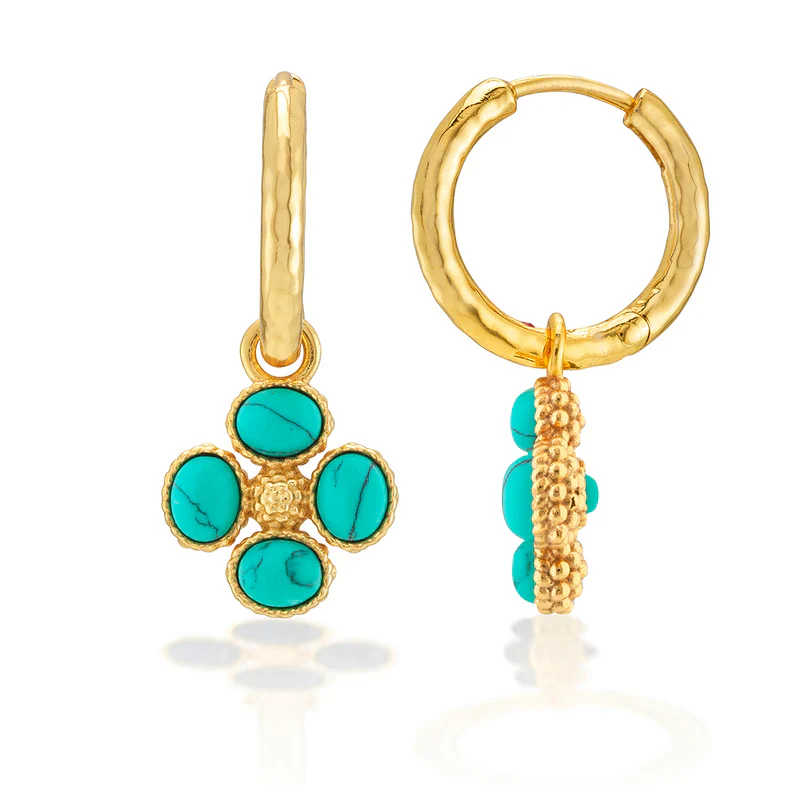 Capucine De Wulf Berry Clover Hoop Earrings with Double Sided Charms, Turquoise - Image 4