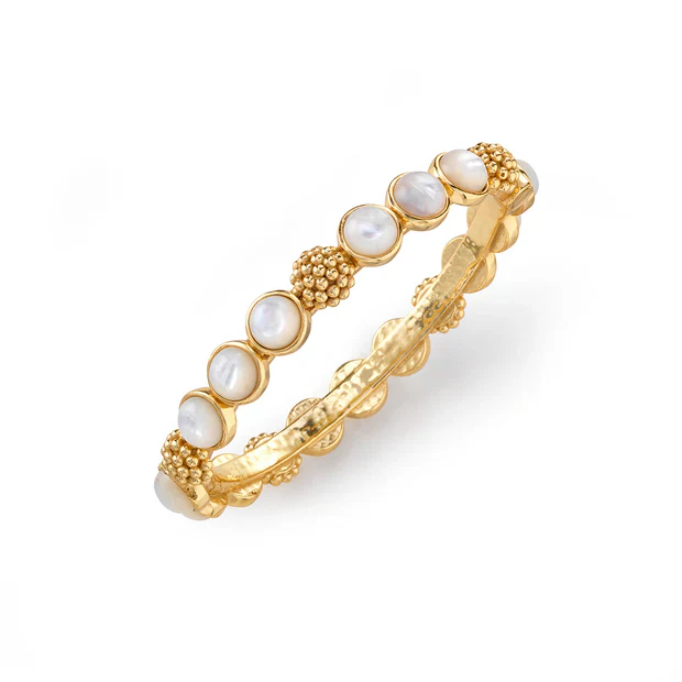 Capucine De Wulf Berry Gem Hinged Bangle with Mother of Pearl - Image 3