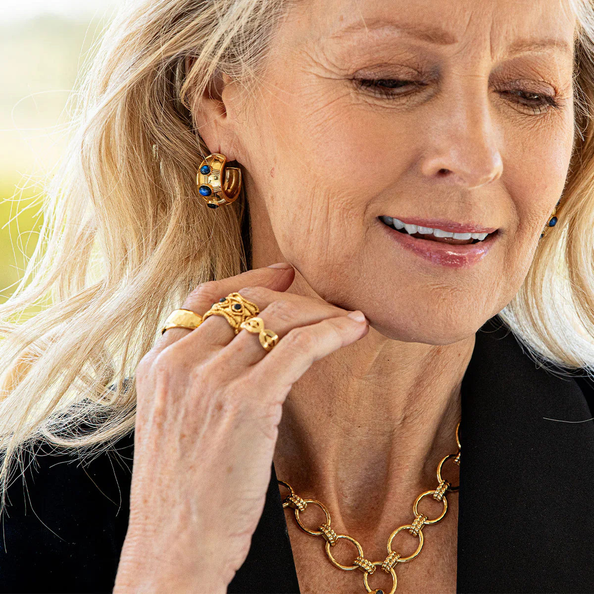 Capucine De Wulf Cleopatra Bold Hoop Earrings with Blue Labradorite - Image 3