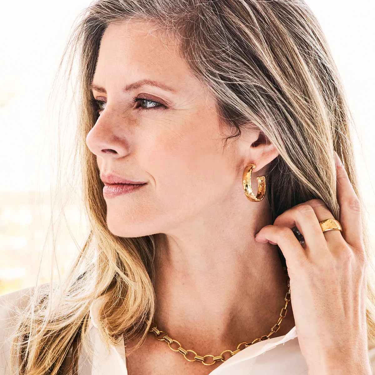Capucine De Wulf Cleopatra Classic Hoop Earrings, Medium - Image 4