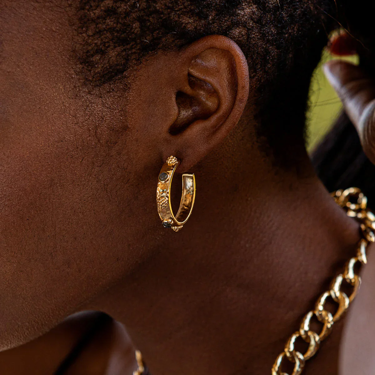Capucine De Wulf Cleopatra Hoop Earrings, Labradorite - Image 4