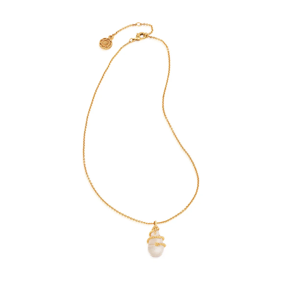 Capucine De Wulf Lily Charm Necklace, 16" + 2", Clear Quartz - Image 3