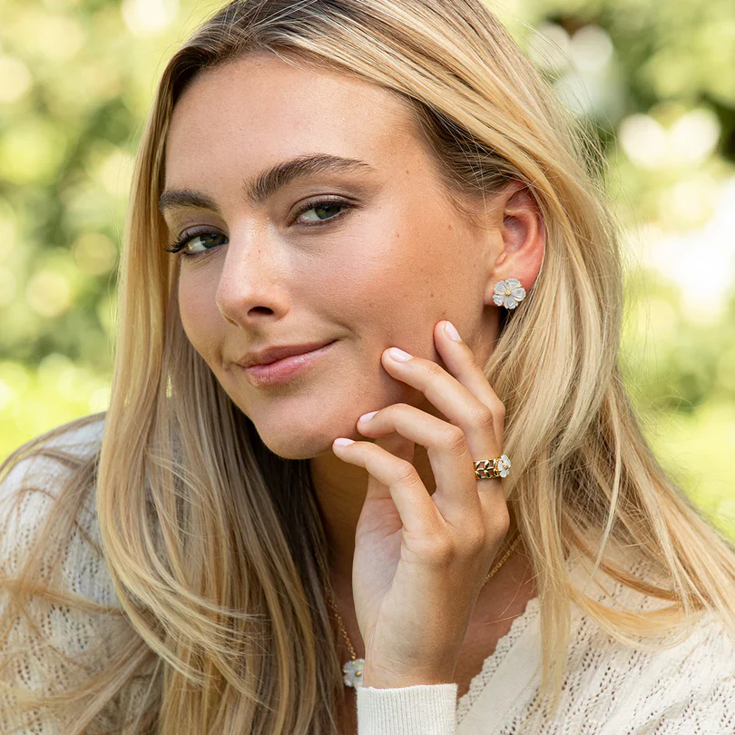 Capucine De Wulf Mermaid Garden Petite Stud Earrings, Mother of Pearl - Image 2