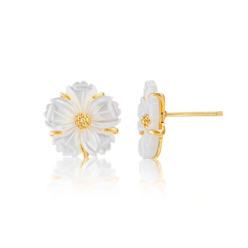 Capucine De Wulf Mermaid Garden Petite Stud Earrings, Mother of Pearl - Image 3