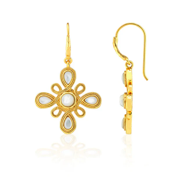 Capucine De Wulf Monique Gem Dangle Earrings, Mother of Pearl - Image 3