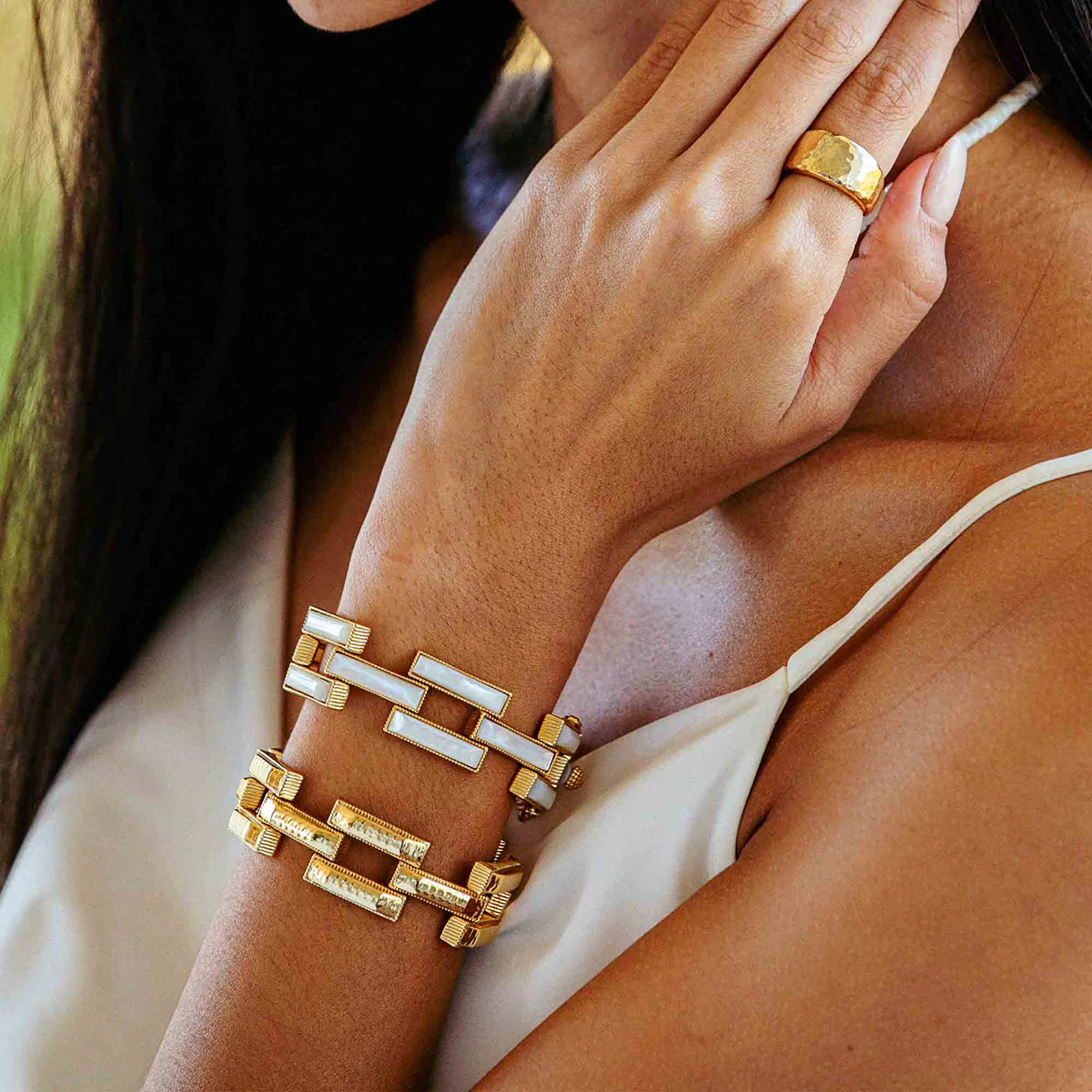 Capucine De Wulf Pathway Link Bracelet, Mother of Pearl - Image 4