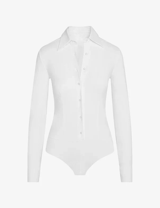 Commando Classic Button Down Bodysuit, White - Image 4