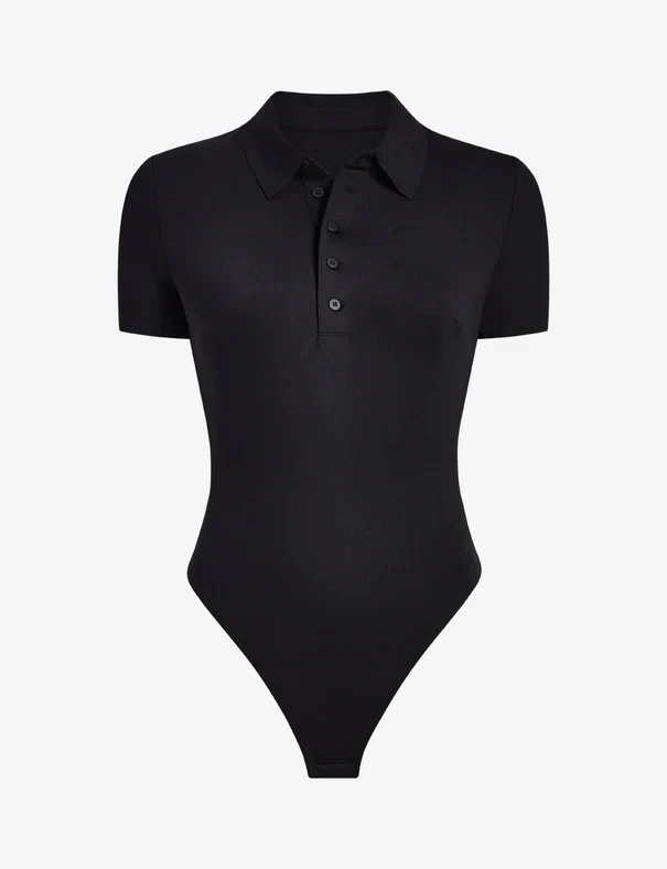 Commando Neoprene Polo Bodysuit, Black - Image 4