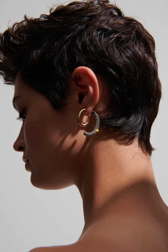 Demarson Pave Luna Earrings, Available in 2 Sizes - Image 2