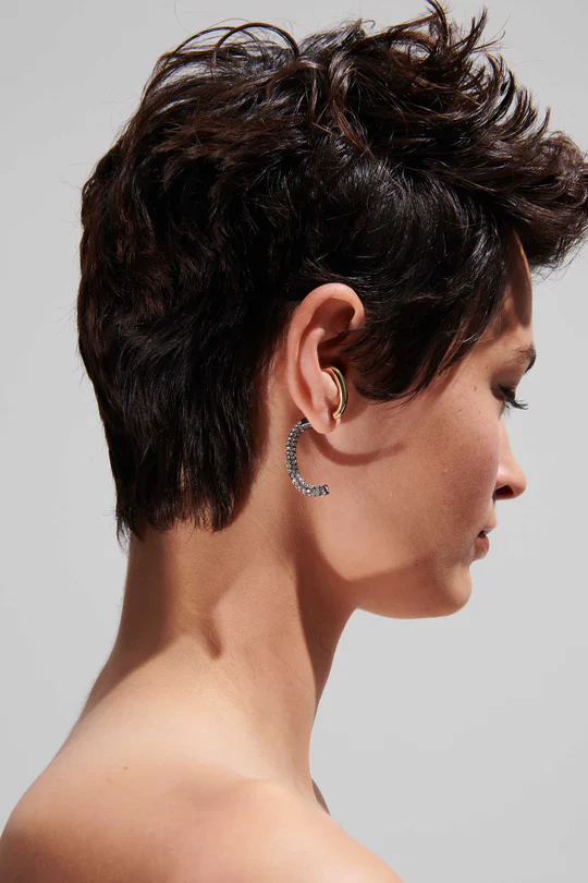 Demarson Pave Luna Earrings, Available in 2 Sizes - Image 3