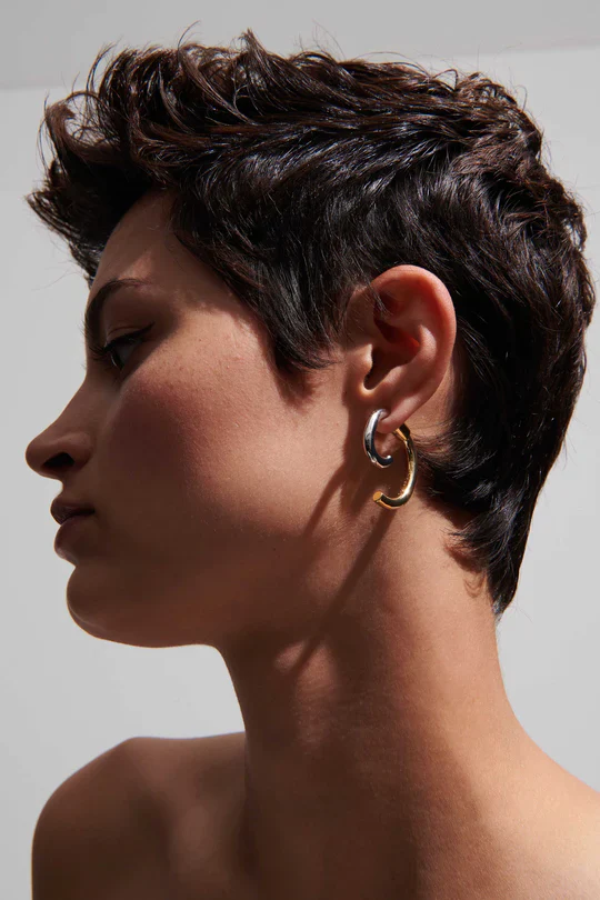 Demarson Two Tone Luna Earrings, Available in 2 Sizes - Image 2