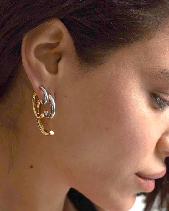 Demarson Two Tone Luna Earrings, Available in 2 Sizes - Image 4