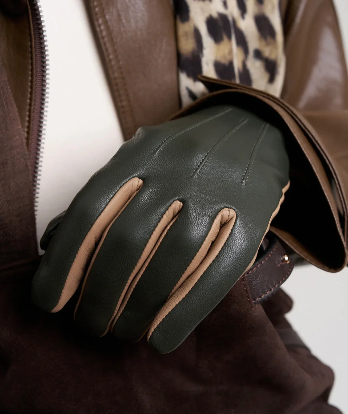 Echo Colorblock Leather Gloves, Available in 3 Colors - Final Sale - Image 9