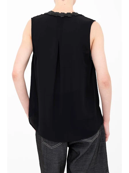 Elaine Kim Bettina Silk V-Neck Shell Top with Grosgrain Trim - Final Sale - Image 3