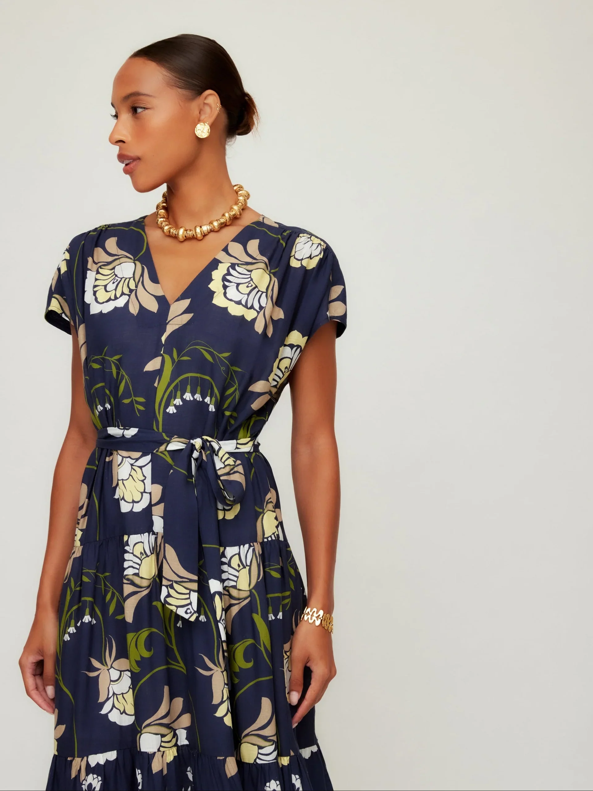 Fifteen Twenty Kristine Tiered Front-Slit Midi Dress - Image 3