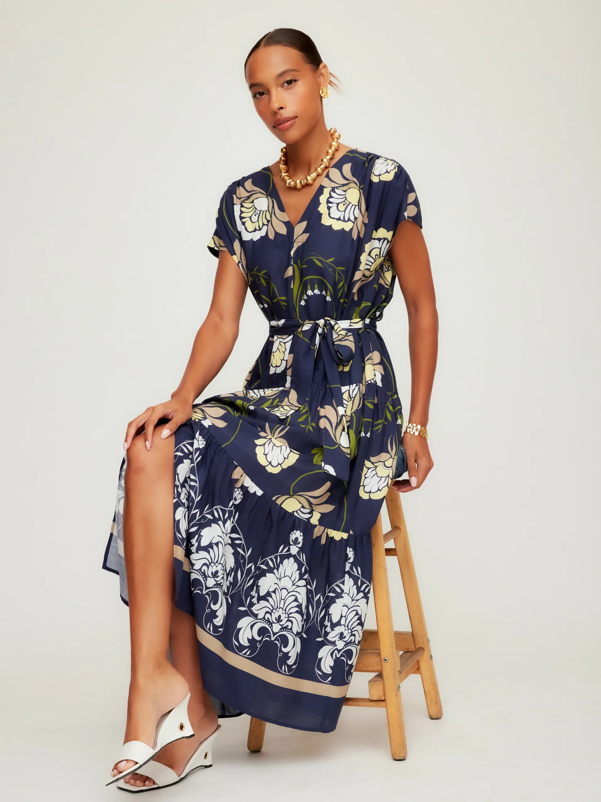 Fifteen Twenty Kristine Tiered Front-Slit Midi Dress - Image 4