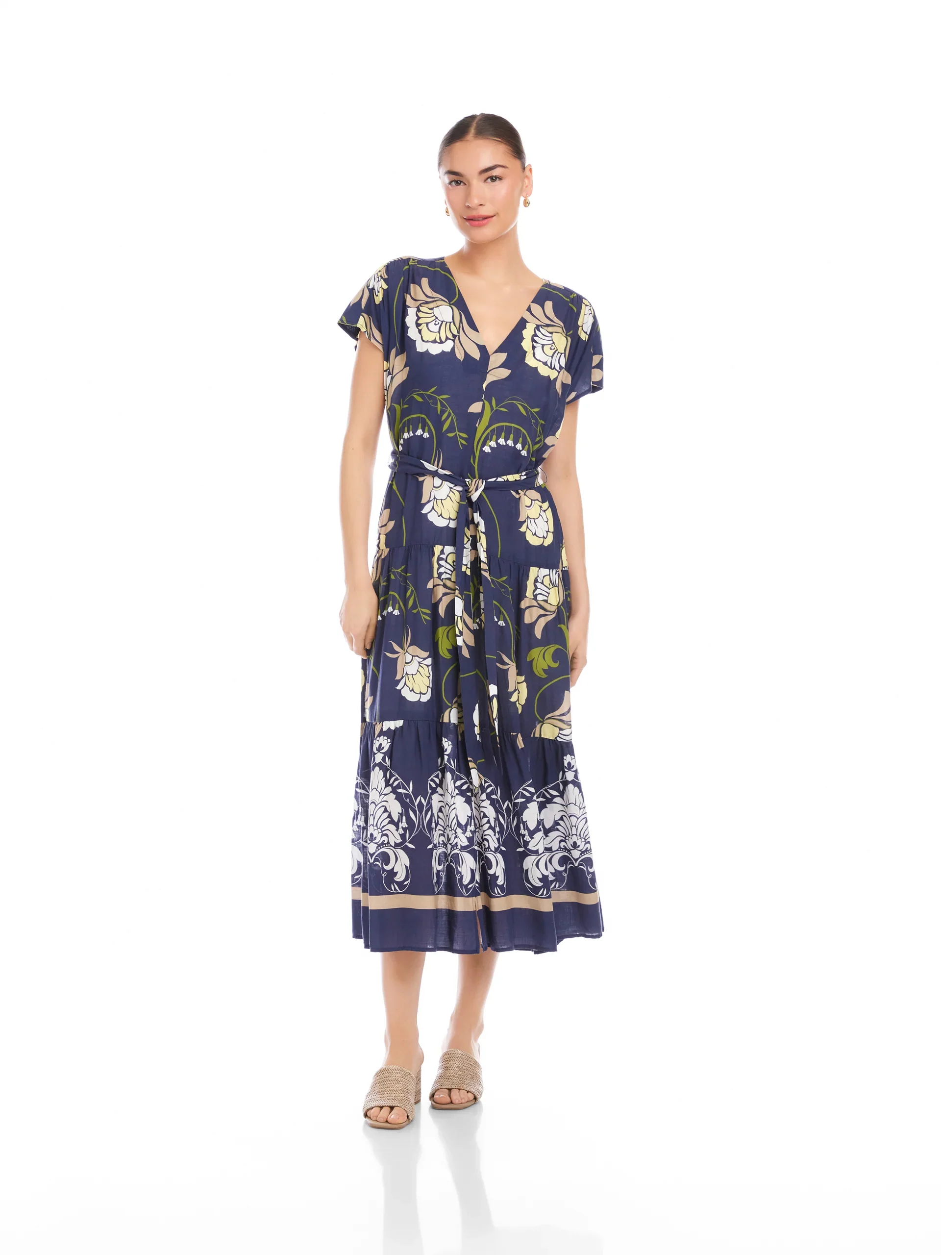 Fifteen Twenty Kristine Tiered Front-Slit Midi Dress - Image 6