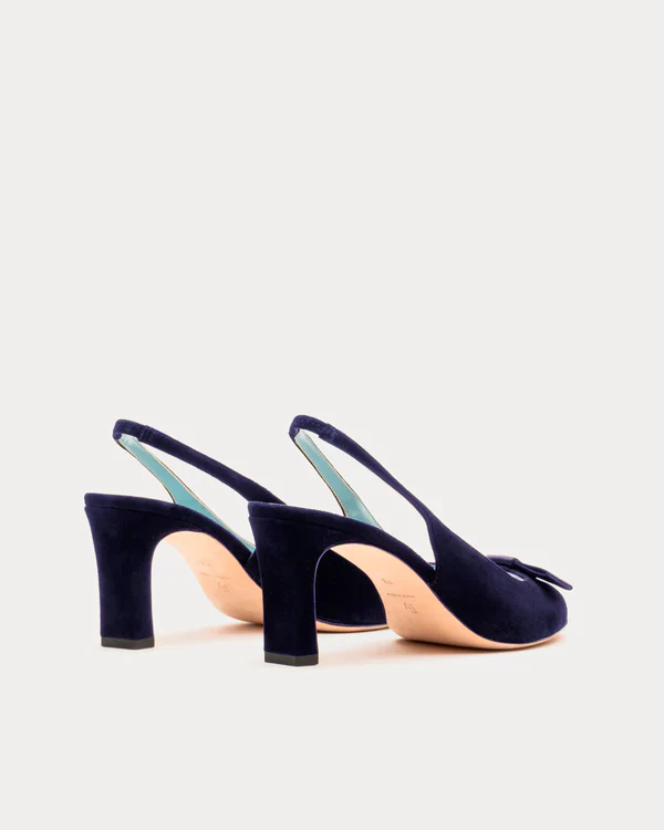 Frances Valentine Reese Slingback with Satin Bow, Navy - Image 4