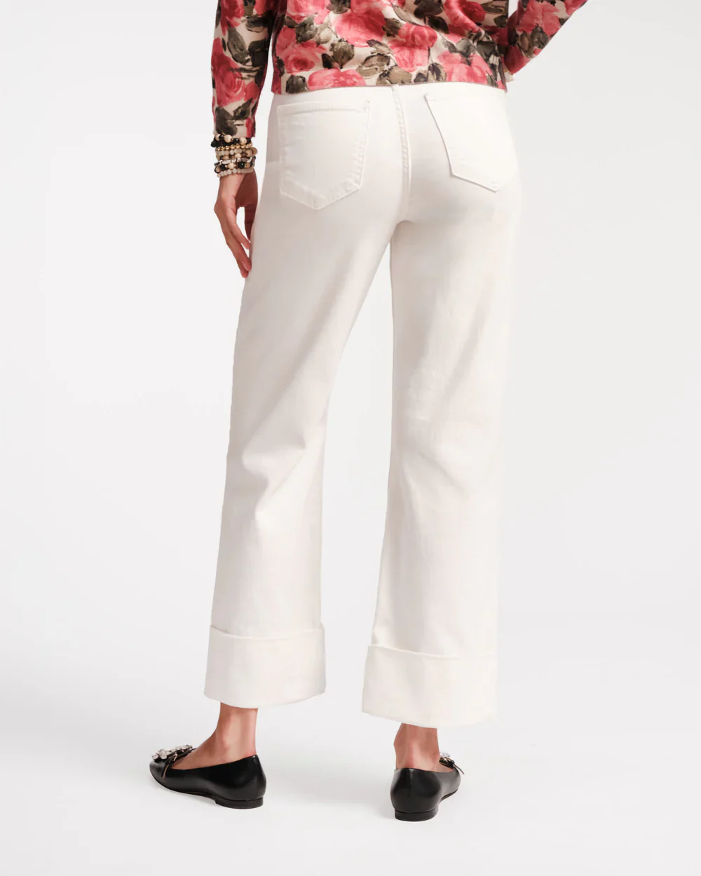 Frances Valentine Smarty Cuffed Jeans, White - Image 4