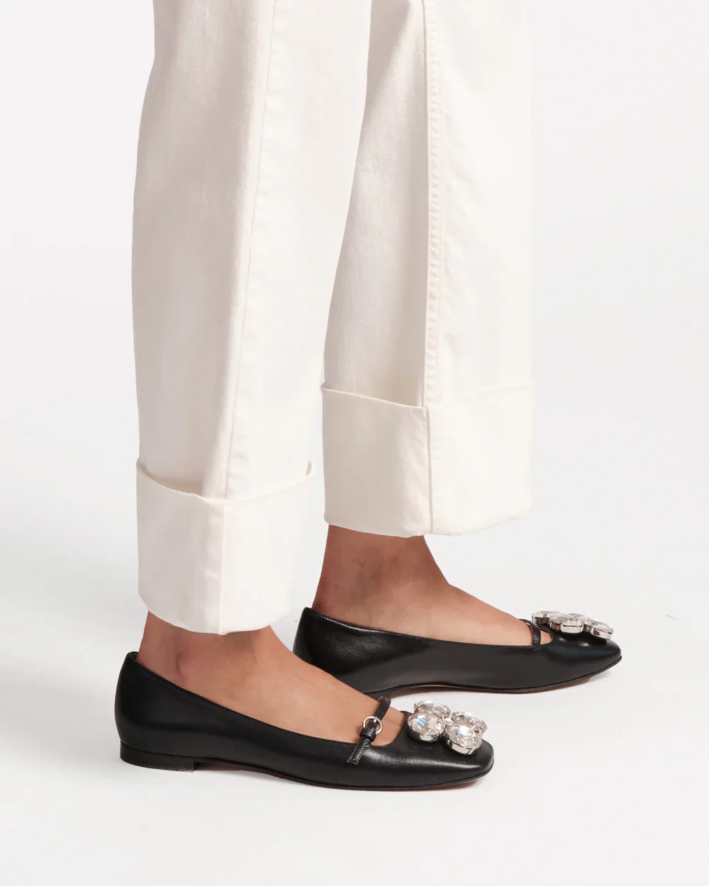Frances Valentine Smarty Cuffed Jeans, White - Image 5