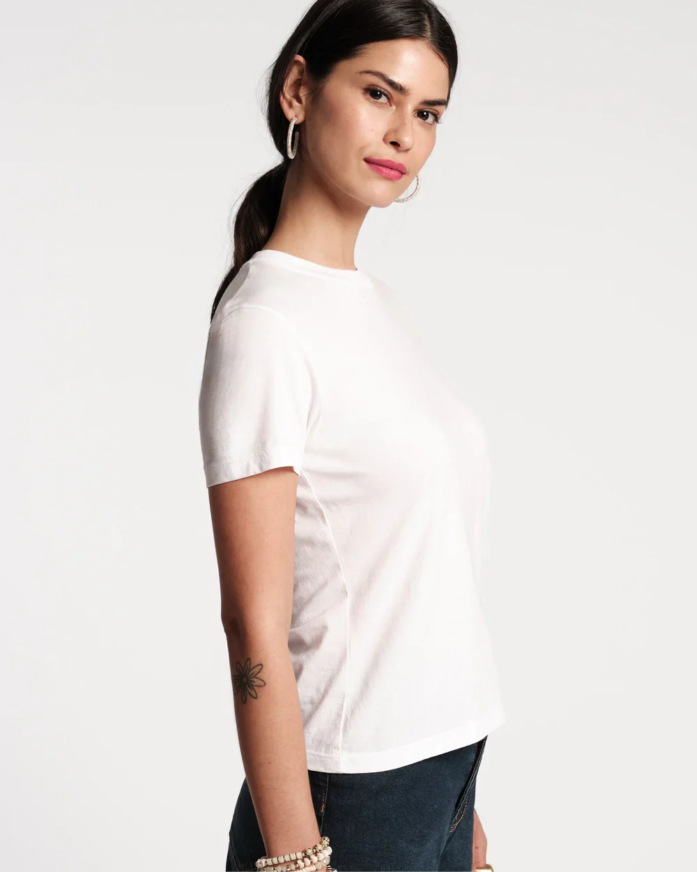 Frances Valentine Super Crewneck Tee Shirt, White - Image 3
