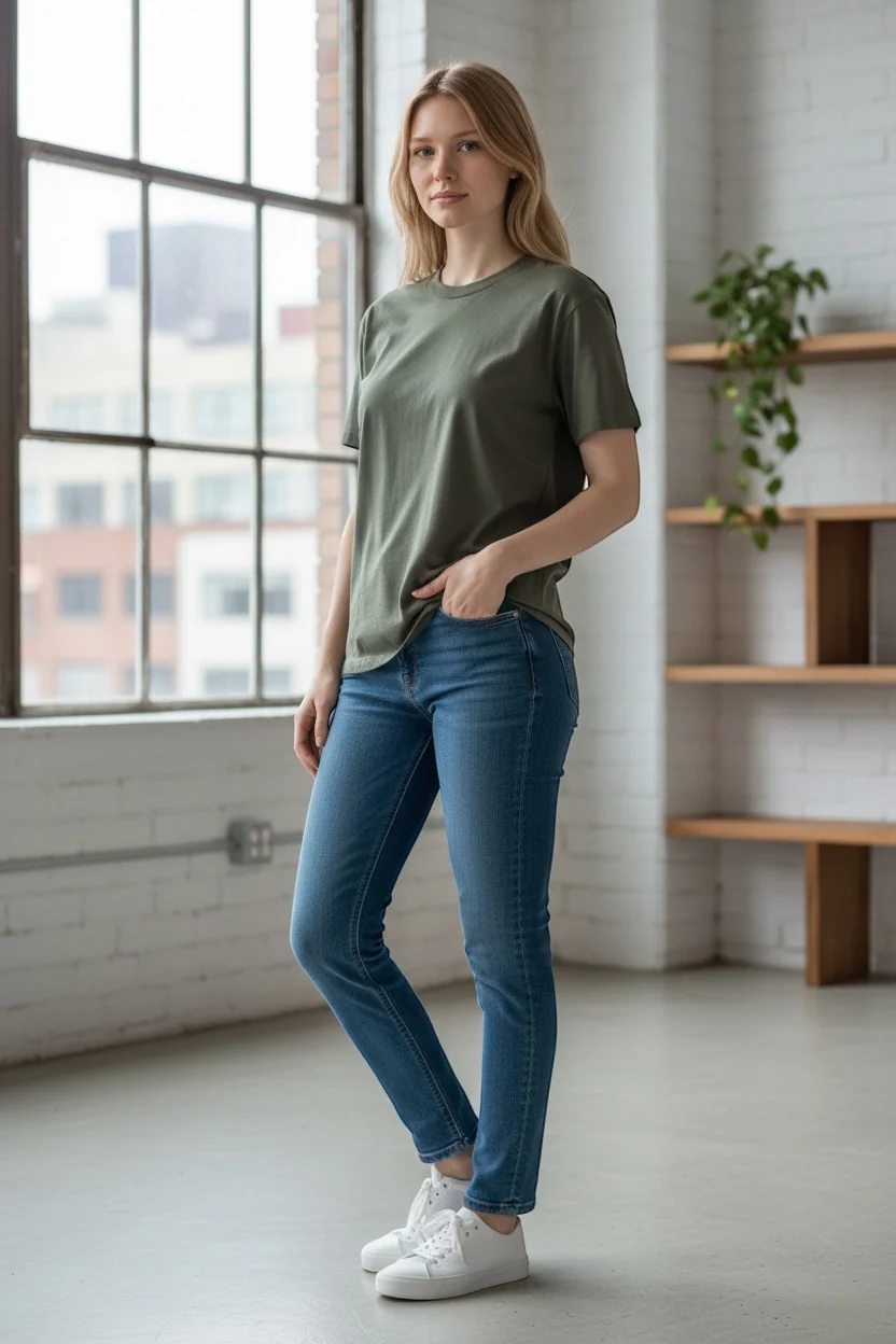 G1 Goods Basic Tee, Dry Moss - Image 3