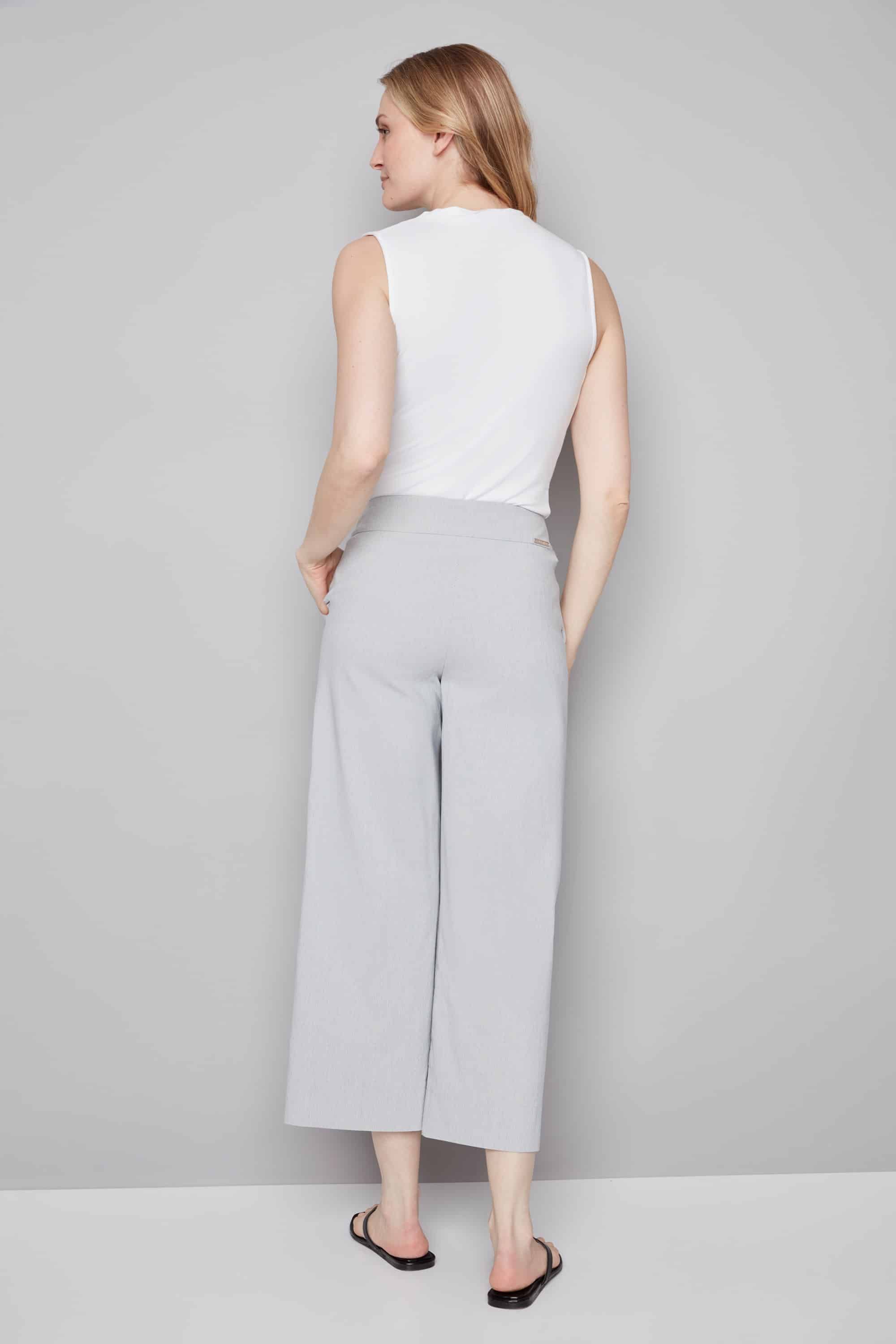 iltm (i love tyler madison) Elizabeth Striped Techno Wide Leg Cropped Pant, Grey - Image 2