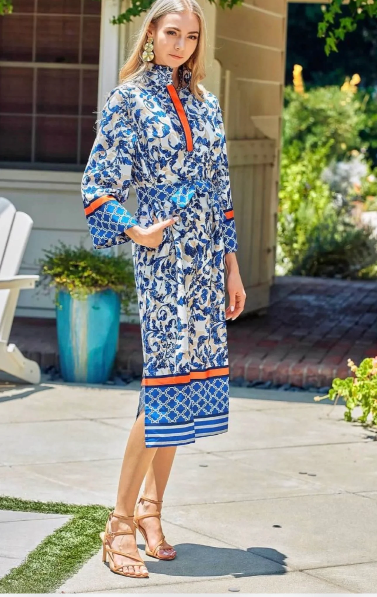 Jade Band Collar Midi Dress - Image 2
