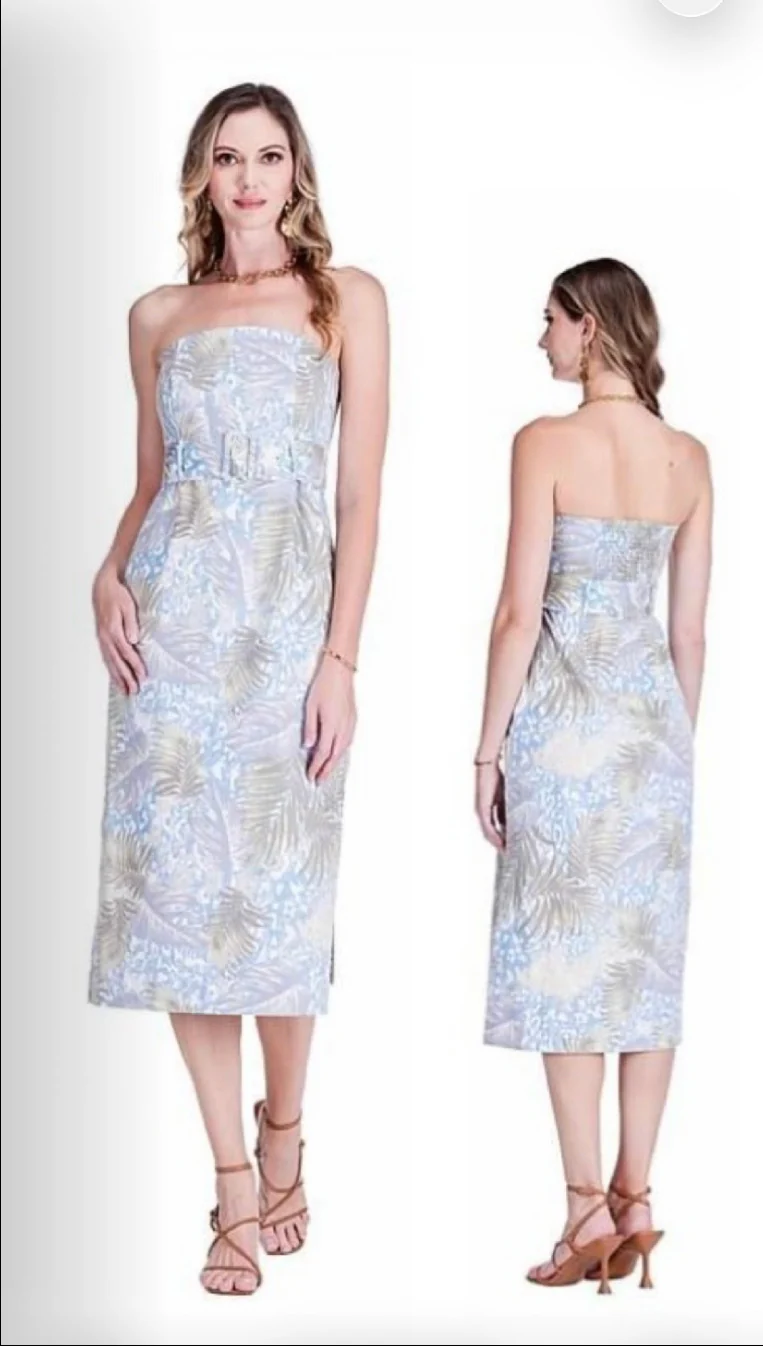 Jade Belted Tube Midi Dress - Image 3